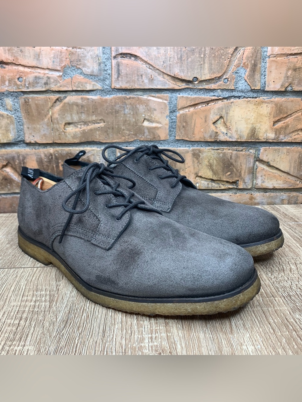 All Saints Leigh Gray Suede Derby Shoes Size 43 10.5US